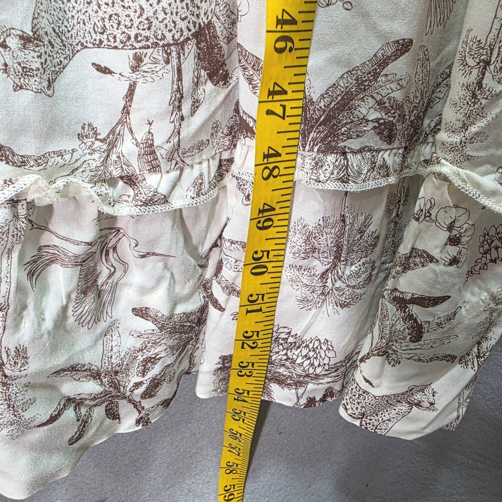 Cloth and Portrait Safari Toile Maxi Dress Sz XL Cream Leopard Tiered Jungle - Picture 11 of 12